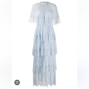 Self-Portrait Light Blue Chiffon Maxi Dress